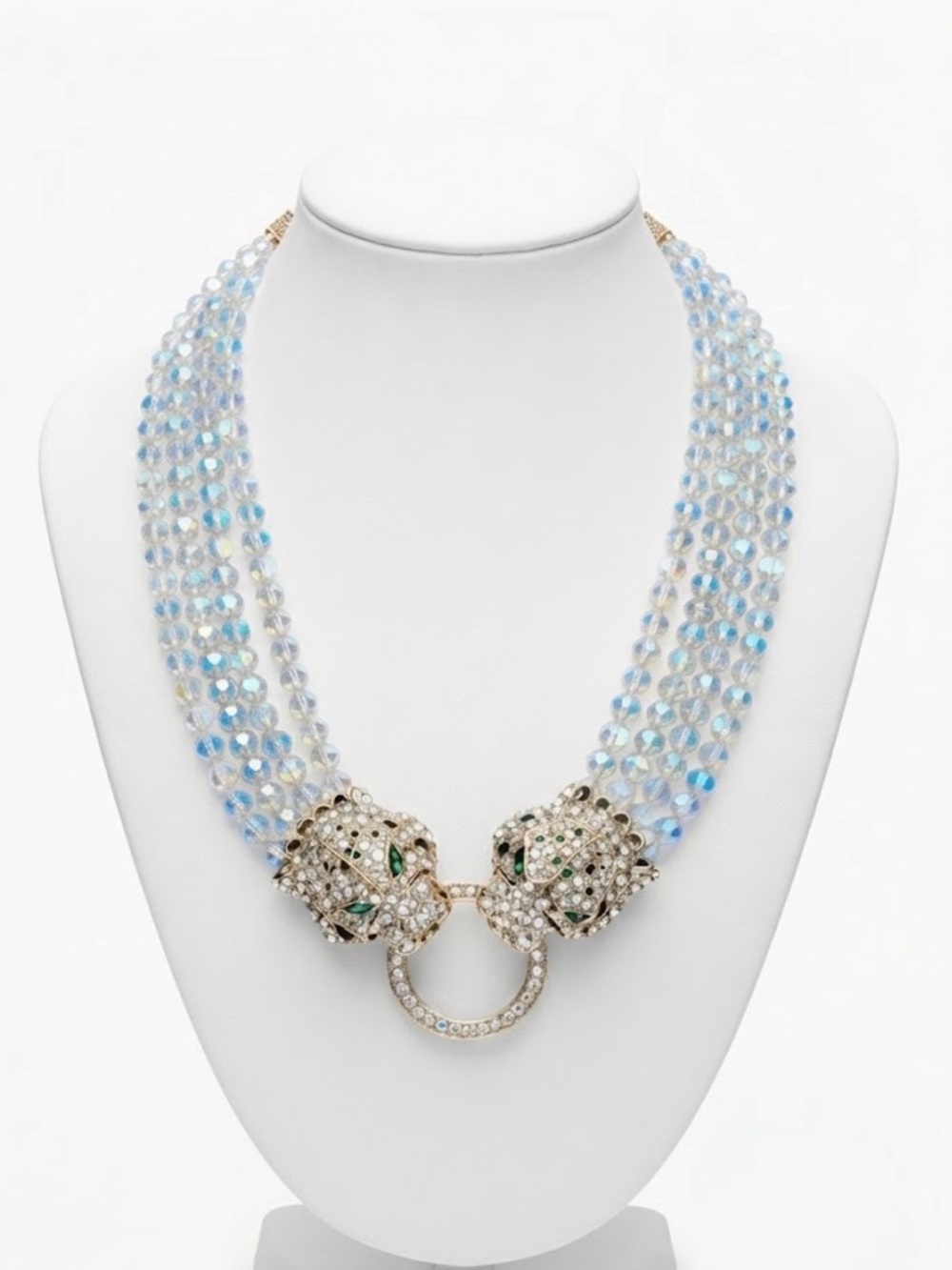 NWT ⚜️💎⚜️ Eye Candy Los Angeles Double Leopard Glass Bead Statement Necklace
